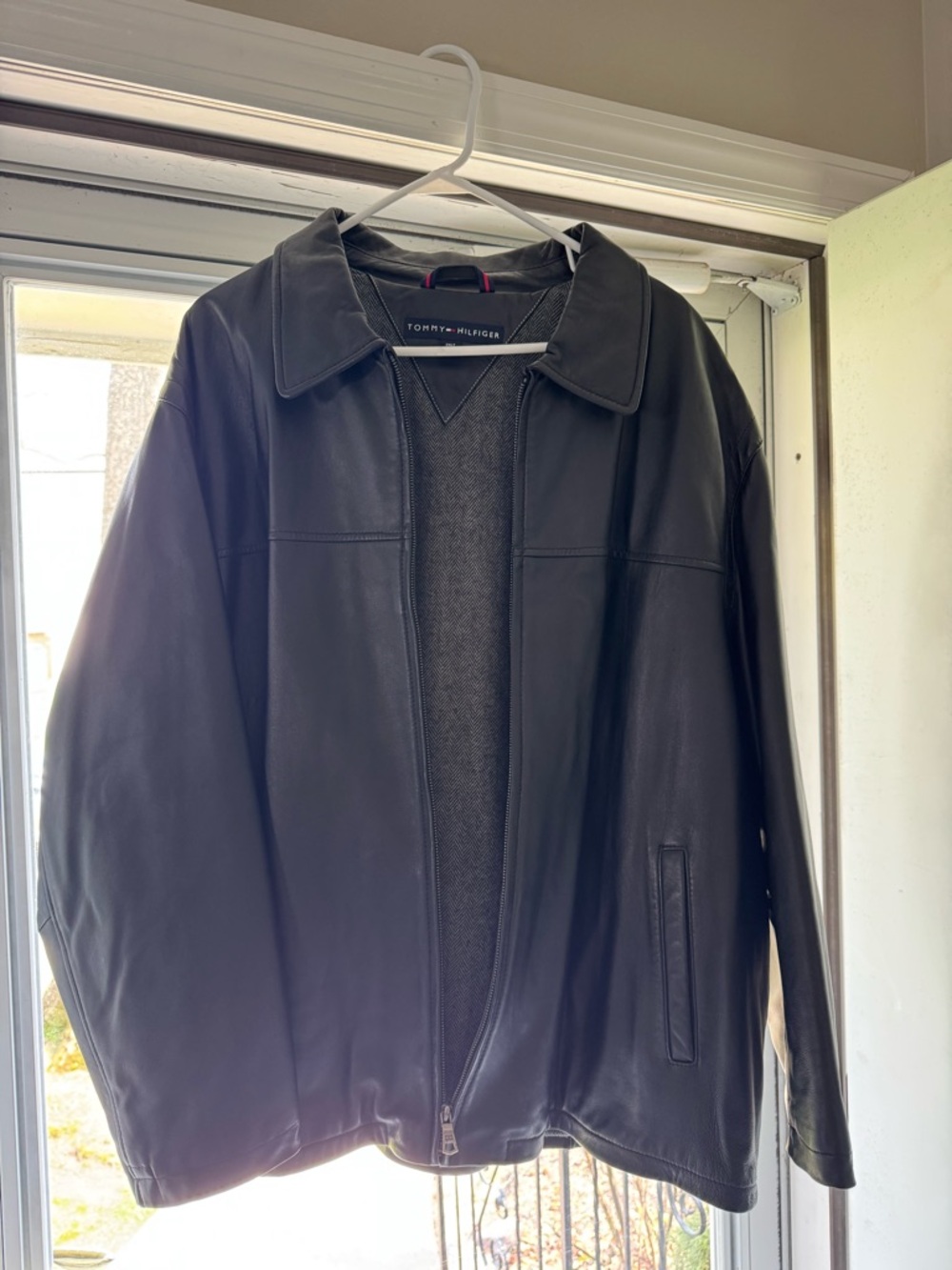 Tommy Hilfiger Black Leather Bomber Jacket